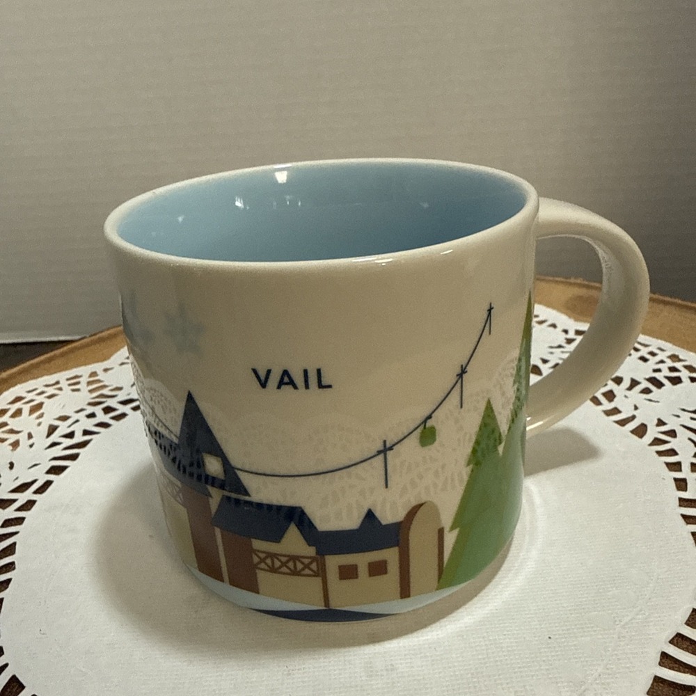 Starbucks You Are Here Vail Colorado Mug 2015 14 Oz Blue Interior Ski Resort